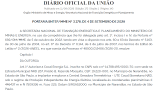 Cocal é autorizada a implantar termelétrica a biometano